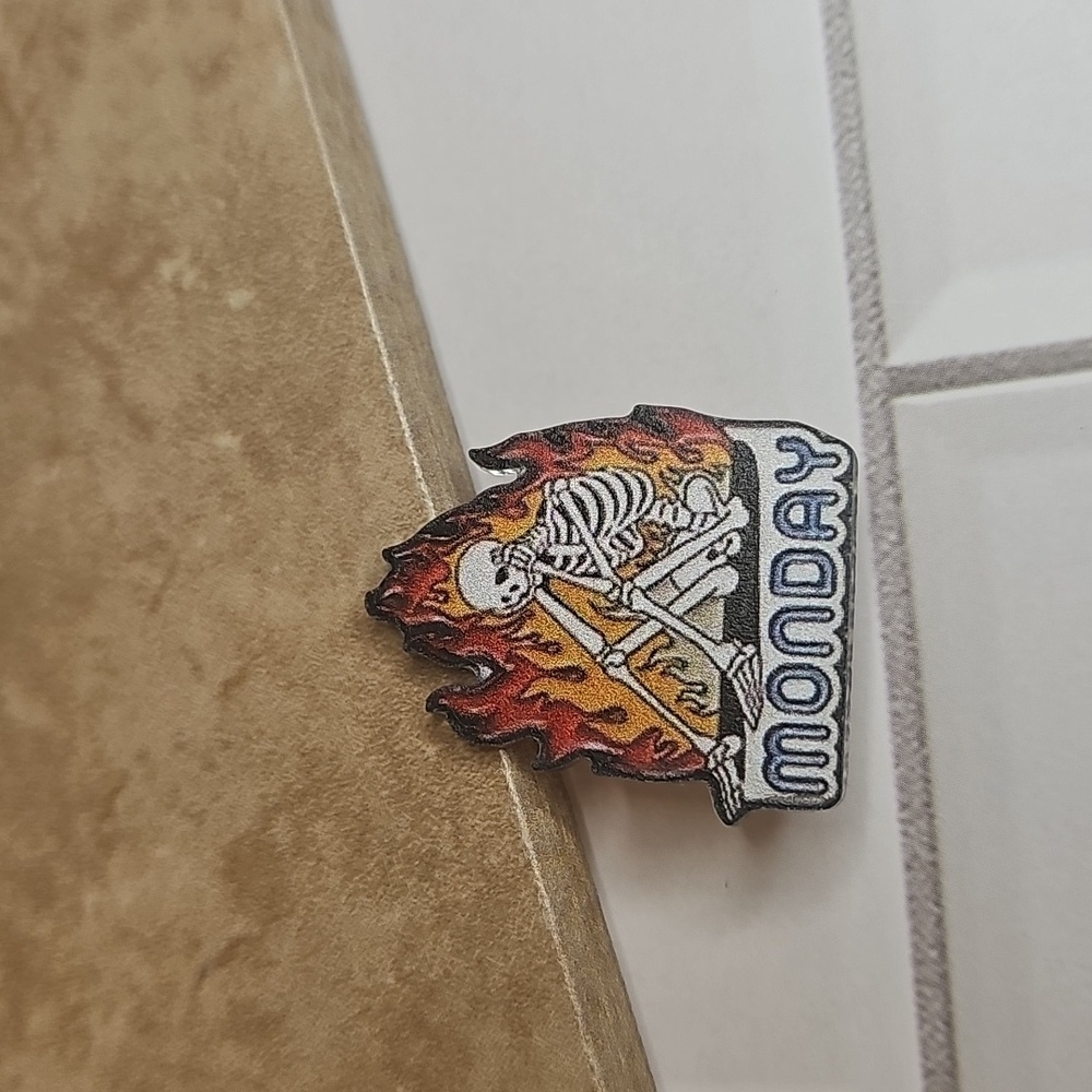 Flaming Skeleton Monday  Pin